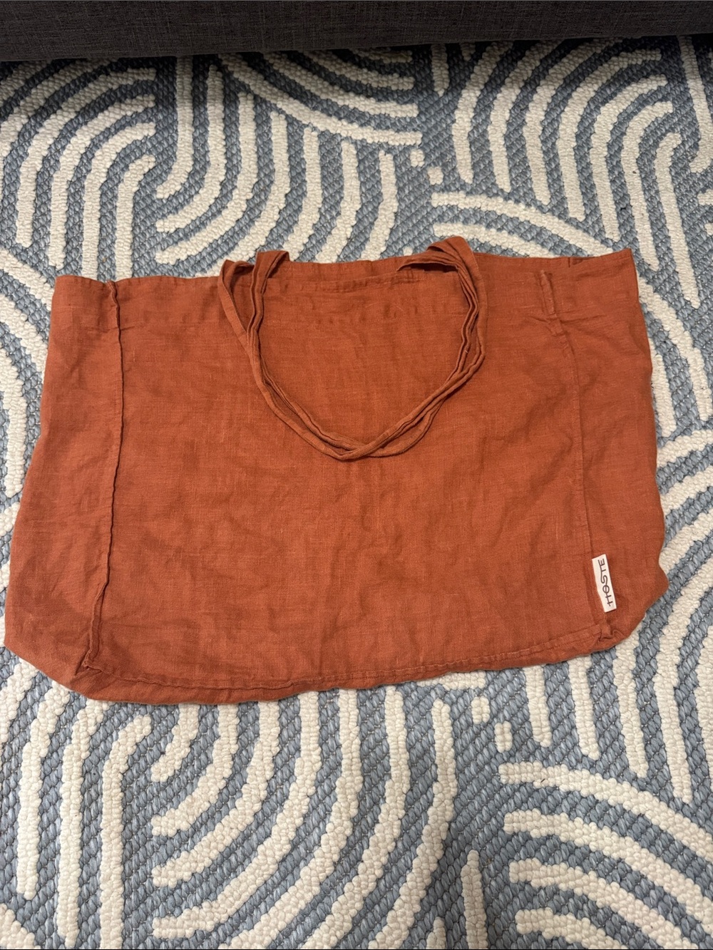 Hoste Terracotta 100% Linen Oversized Tote Bag - Picture 2 of 6